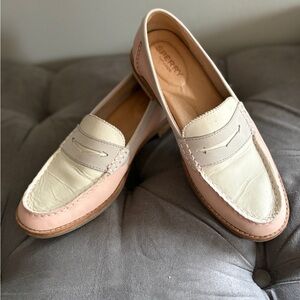 Sperry Cream, Grey & Soft Pink Leather Loafers